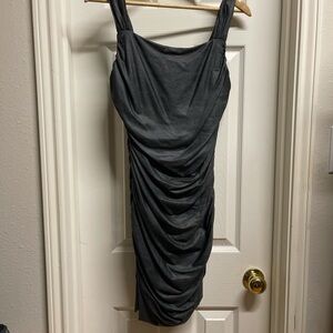 Aidan Mattox Charcoal Ruched Mini Dress